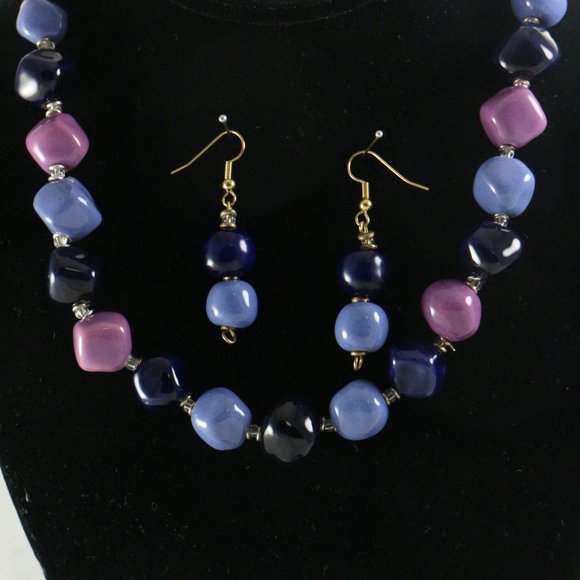 KAZURI Beads Cadeaux 18-inch Lavender Girl Necklace + Earrings + Bracelet Set - Picture 3 of 8